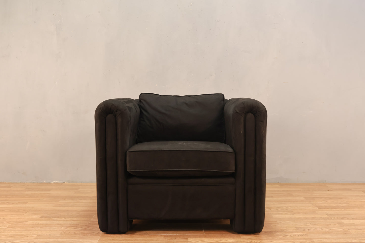 1980s Black Microsuede Club Chair - ONLINE ONLY