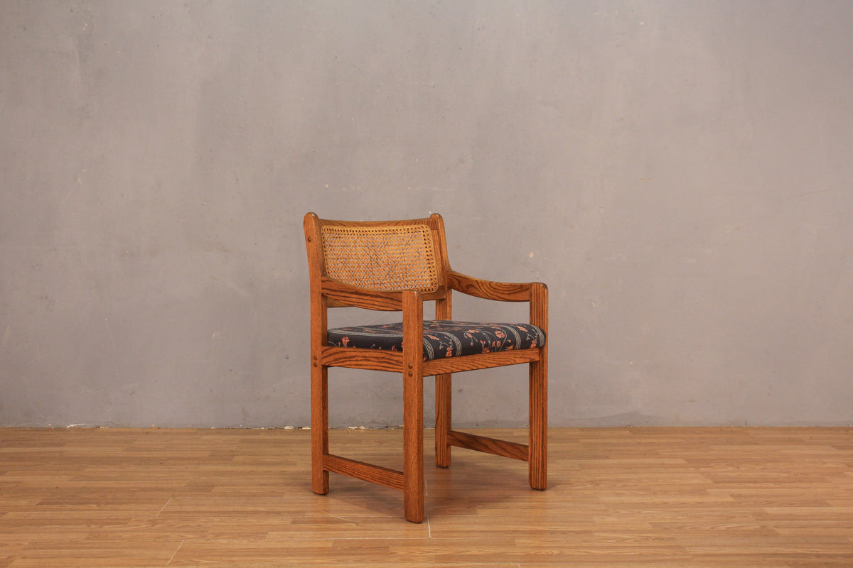 Floral Oak & Cane Armchair