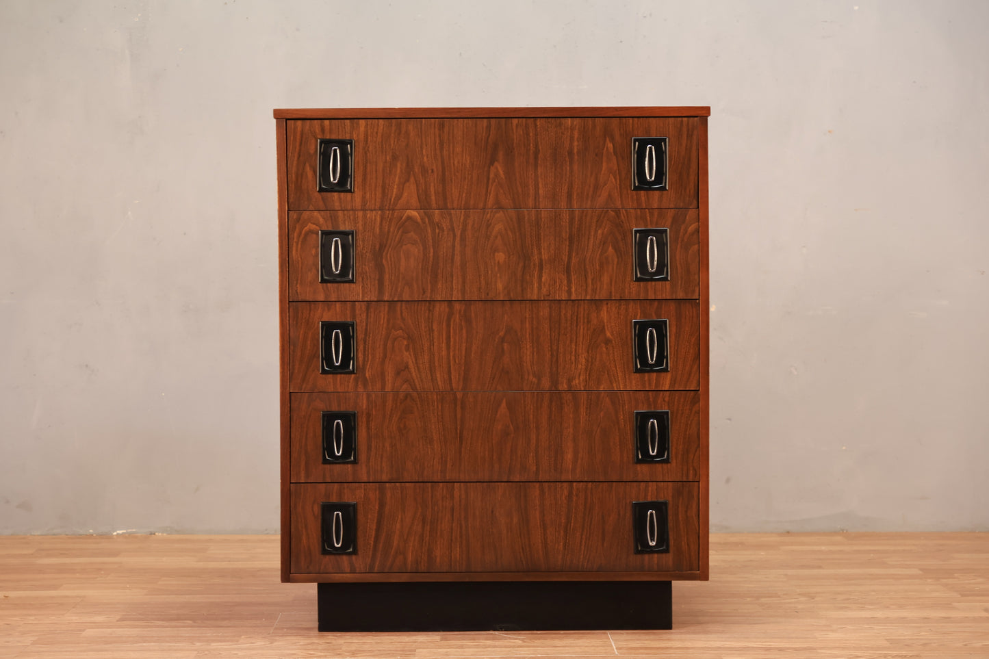 Mid Century Laminate & Black Highboy Dresser