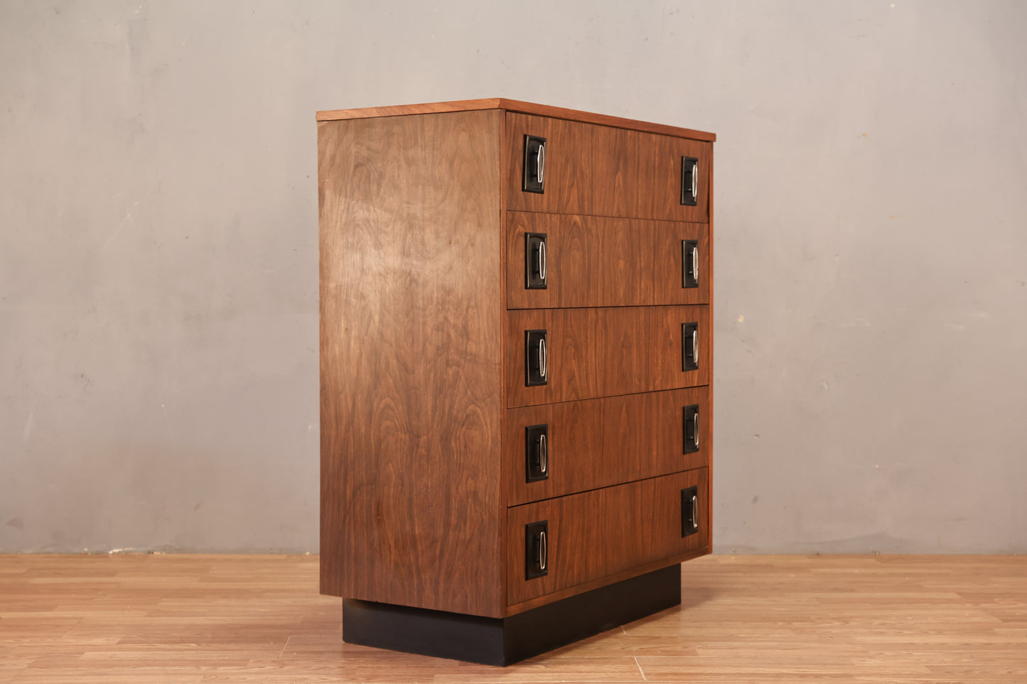 Mid Century Laminate & Black Highboy Dresser