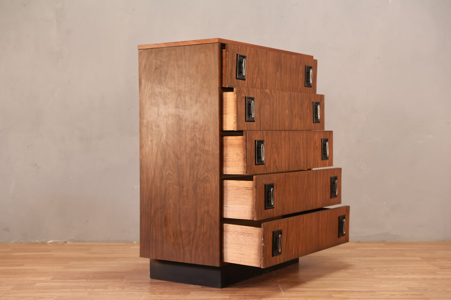 Mid Century Laminate & Black Highboy Dresser