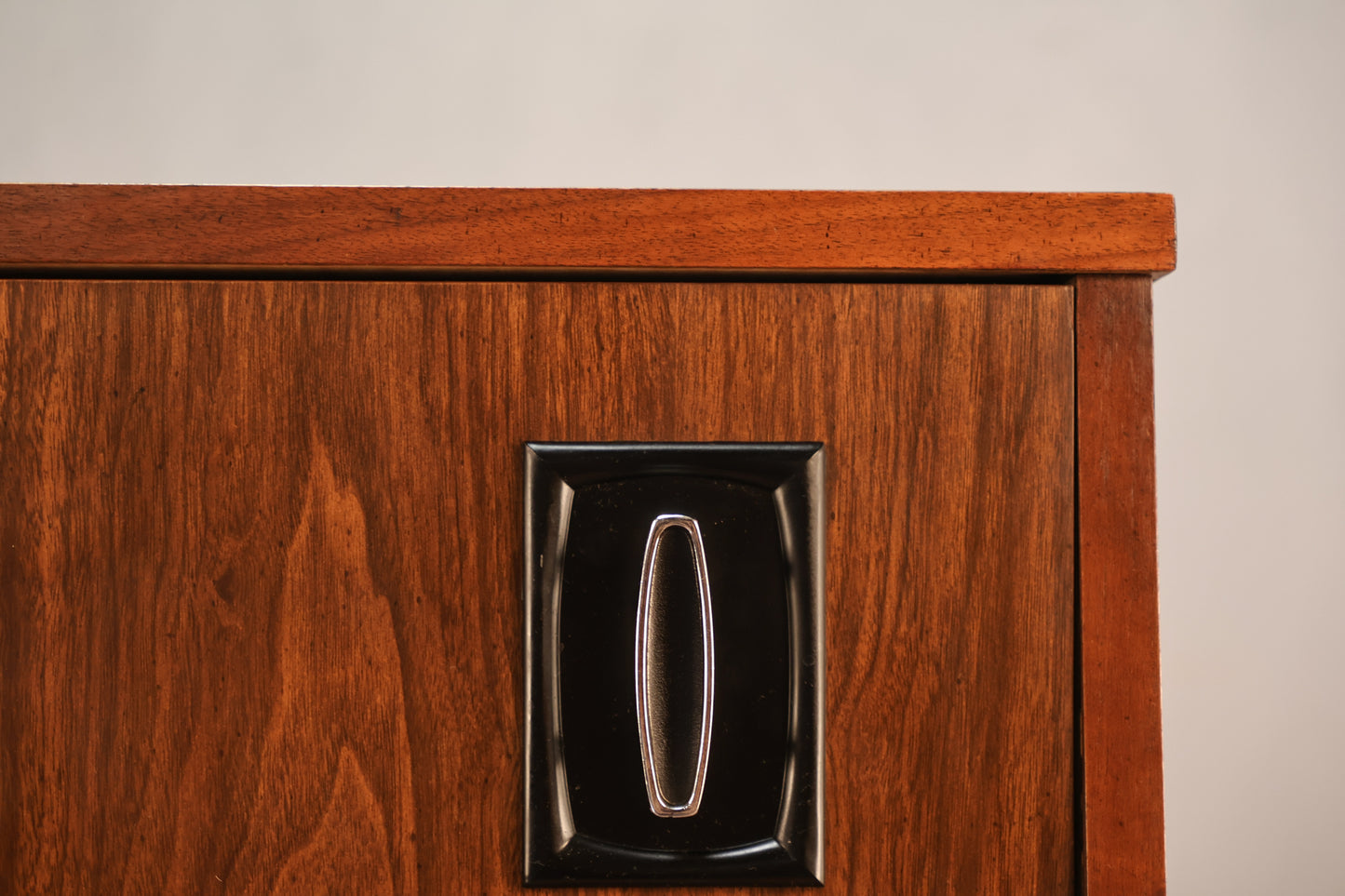 Mid Century Laminate & Black Highboy Dresser