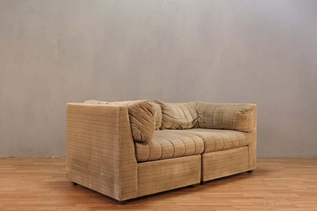 Neutral Grid Loveseat - ONLINE ONLY