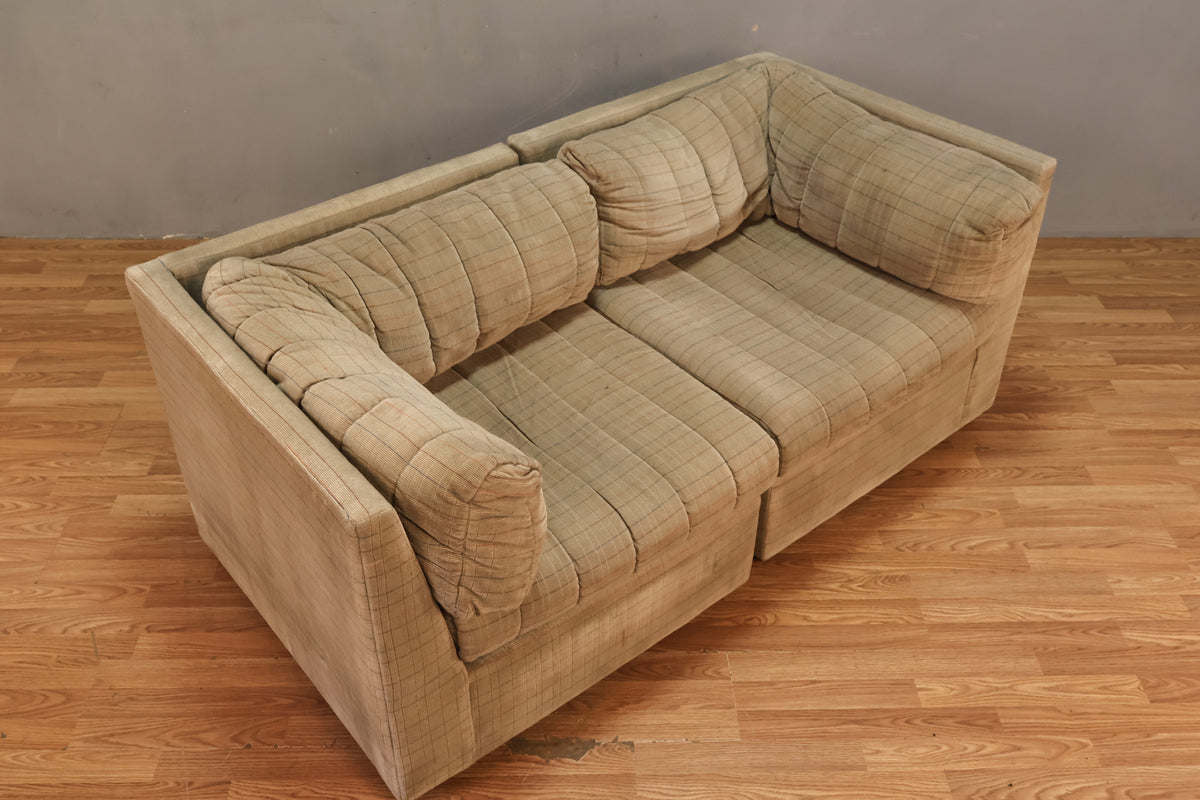Neutral Grid Loveseat - ONLINE ONLY