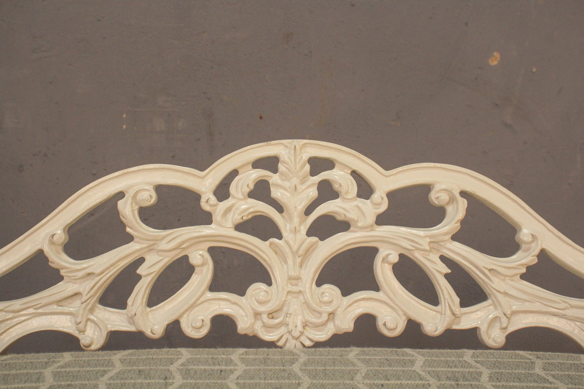 Ornate White & Gray Vanity Bench
