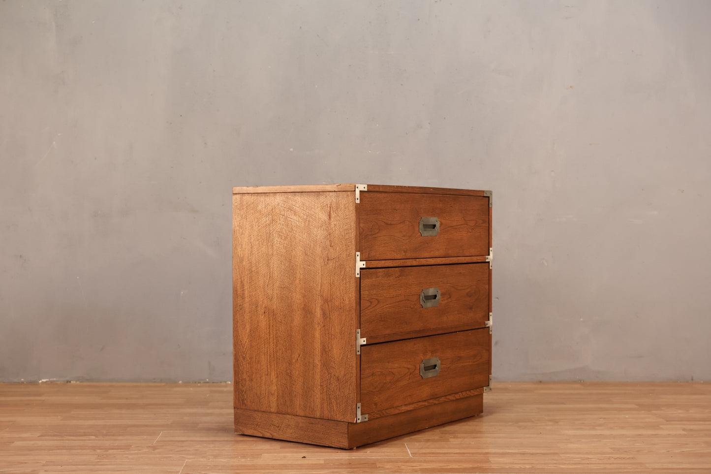 Campaign Oak 3-Drawer Commode