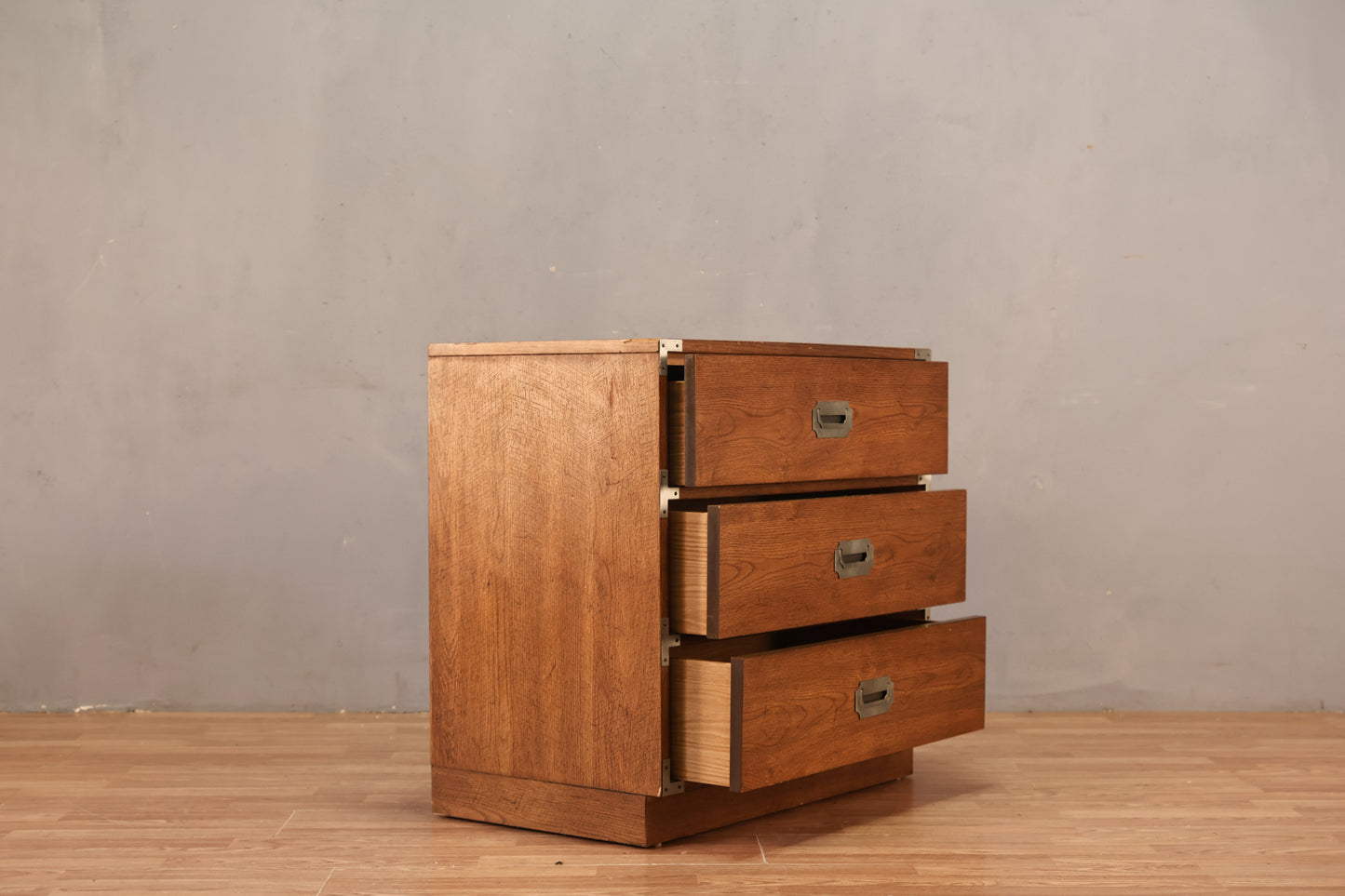 Campaign Oak 3-Drawer Commode