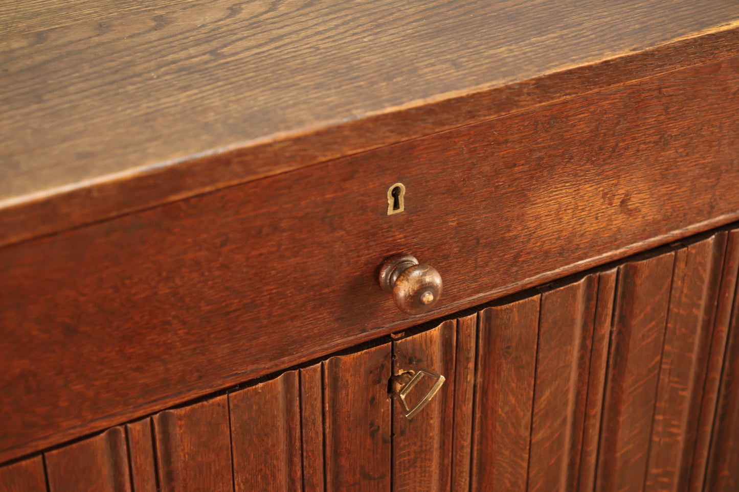Large Dark Spanish Oak 3-Drawer Credenza