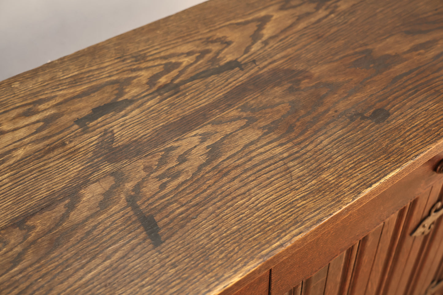 Large Dark Spanish Oak 3-Drawer Credenza