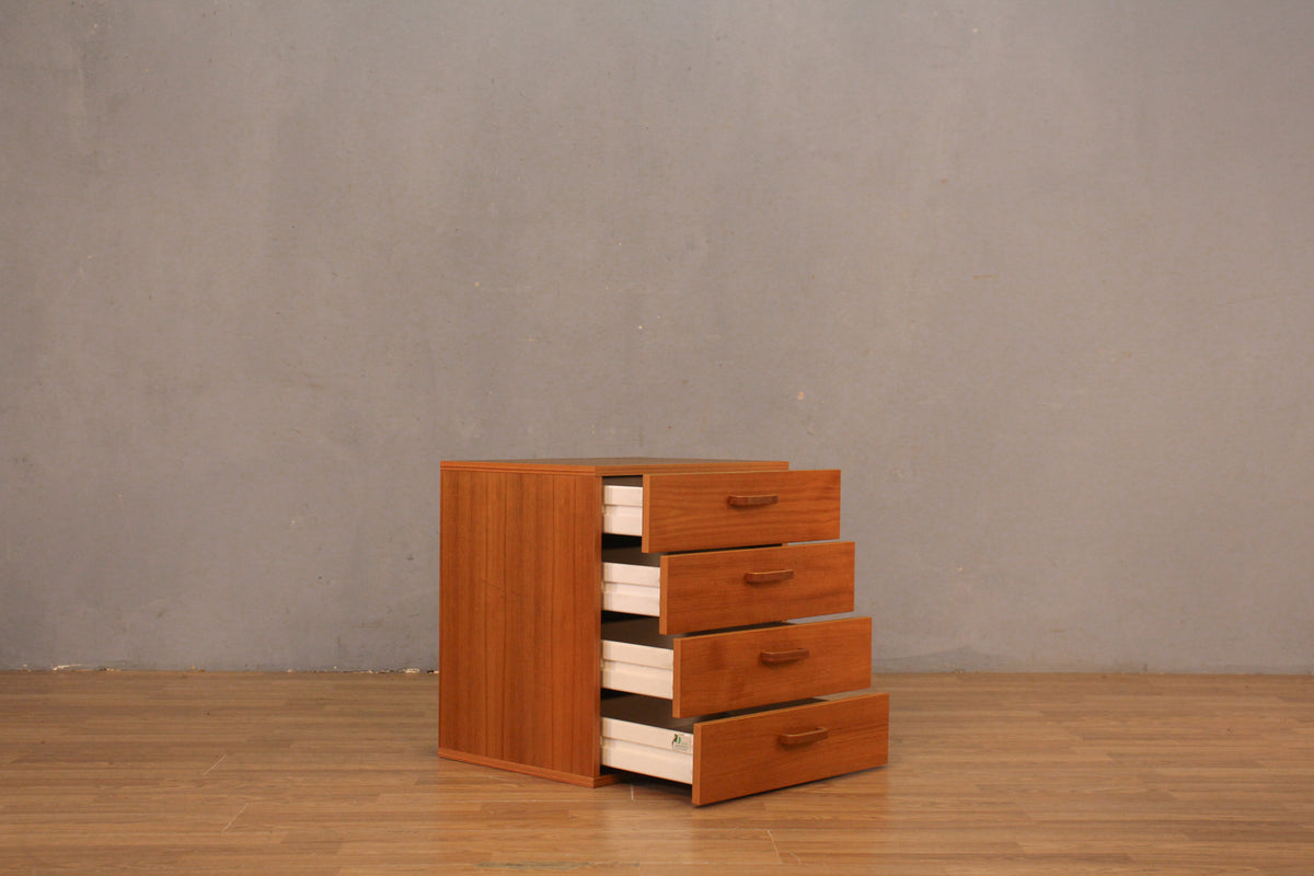 Compact Danish Teak 4-Drawer End Table