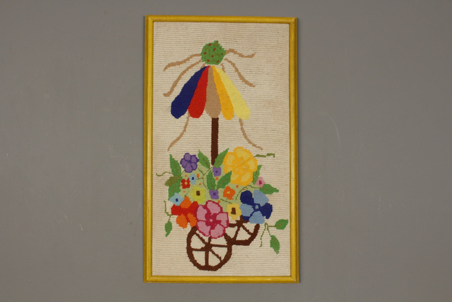 "Flower Cart" Needlepoint Art