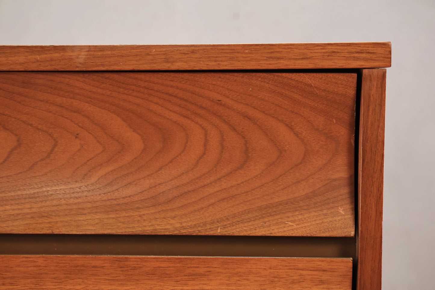 Mid Century Concave Walnut 5-Drawer Dresser