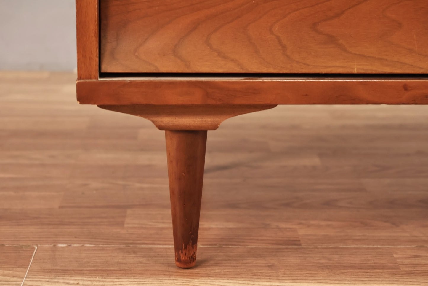 Mid Century Concave Walnut 5-Drawer Dresser