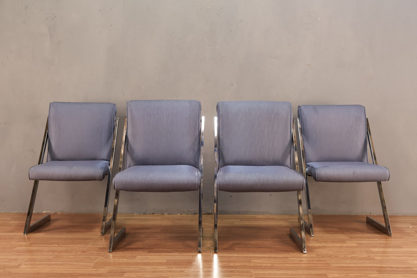 Baughman-Style "Z" Blue & Chrome Chair