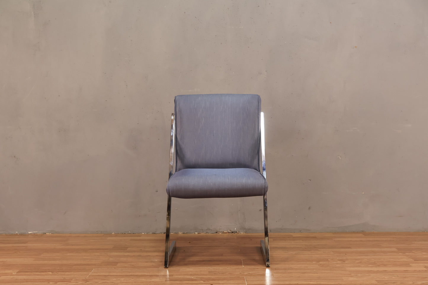 Baughman-Style "Z" Blue & Chrome Chair