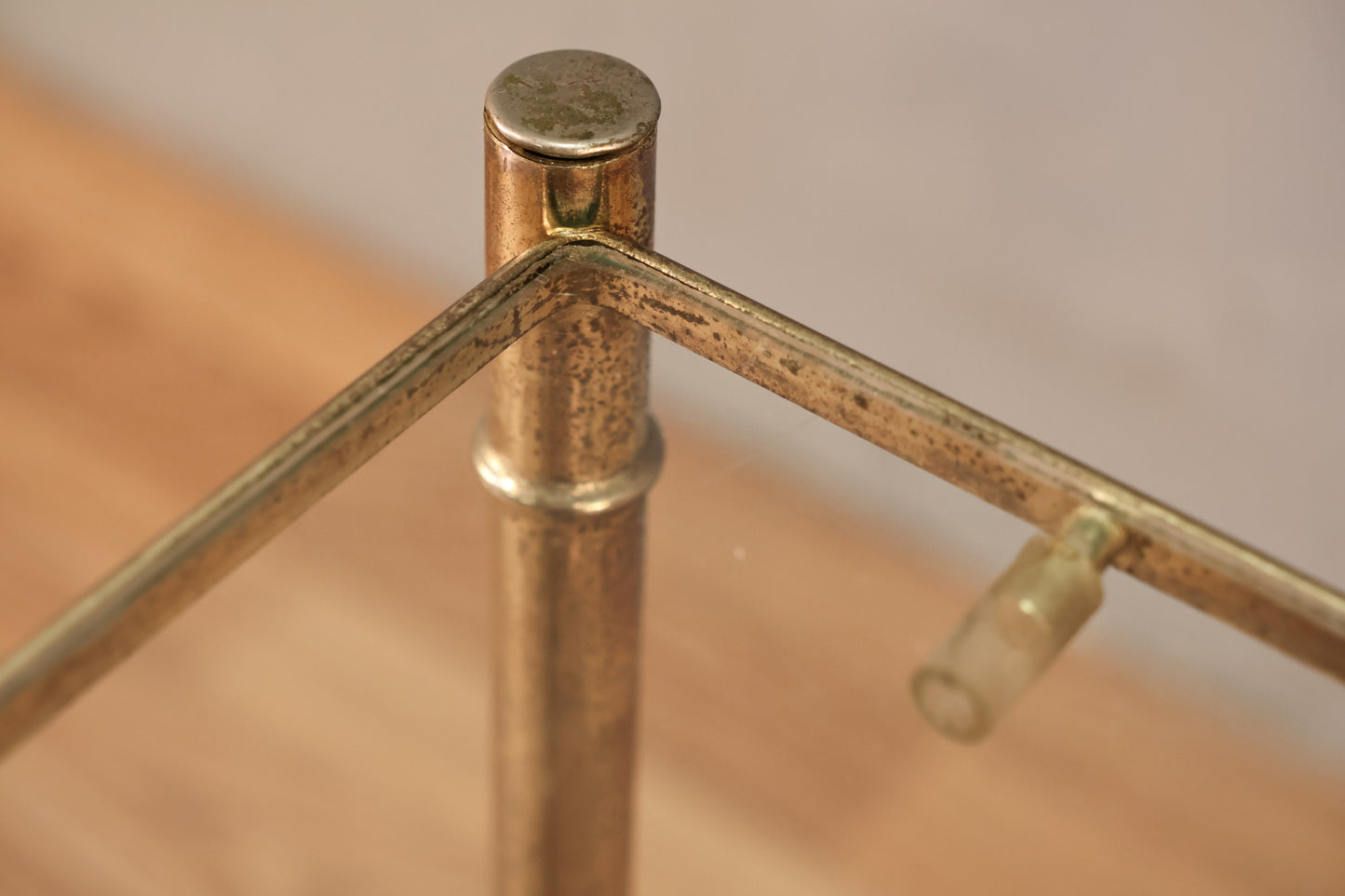 Trio of Brass Bamboo & Glass Nesting Side Tables
