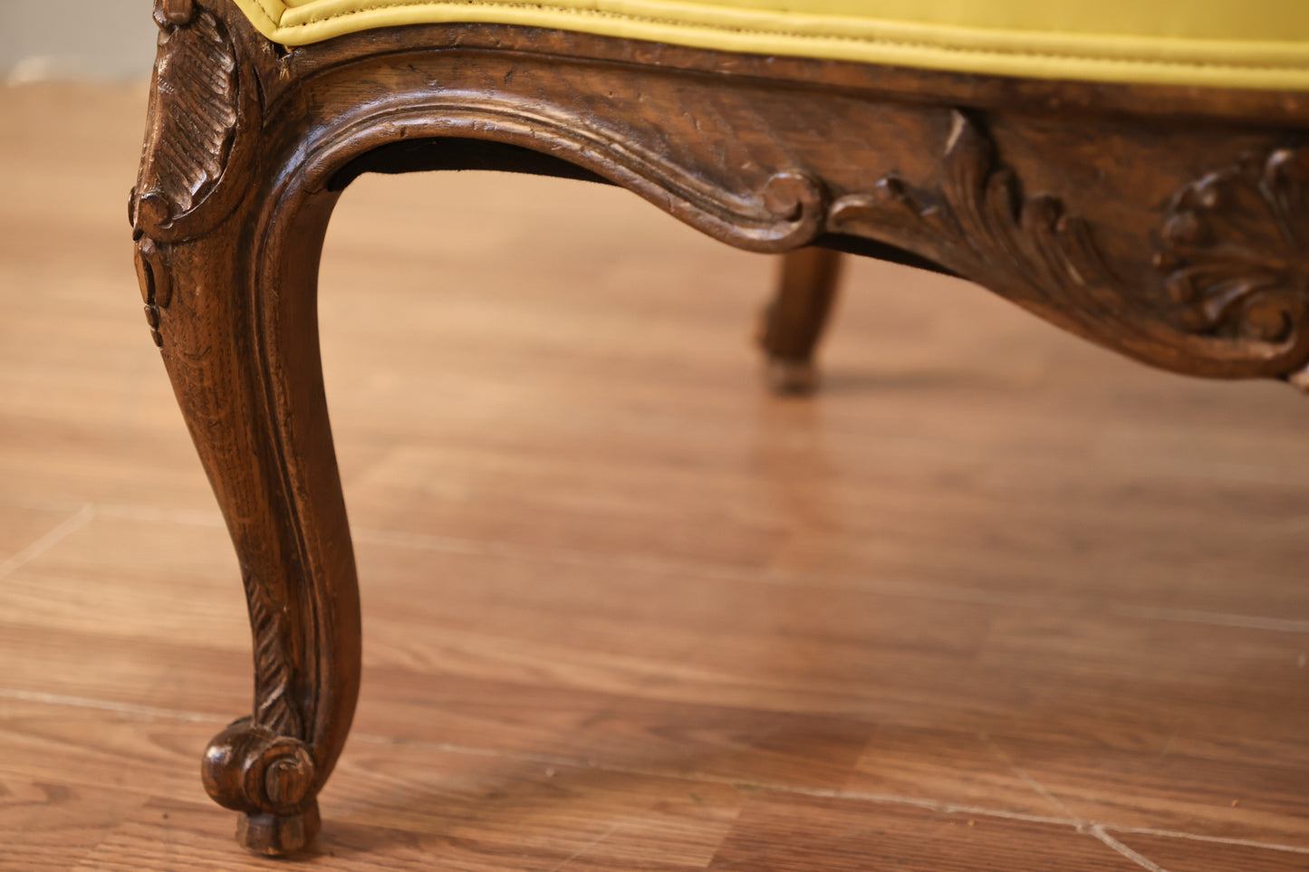 French Provincial Chartreuse Vinyl Bergère Chair