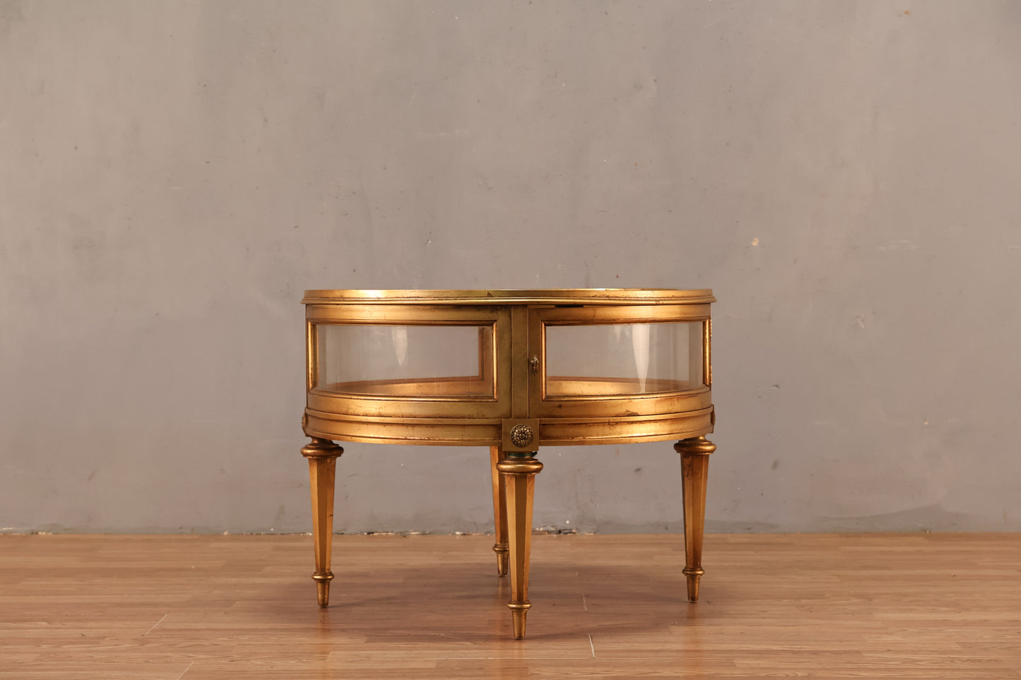 Round Gold & Glass Display End Table - ONLINE ONLY