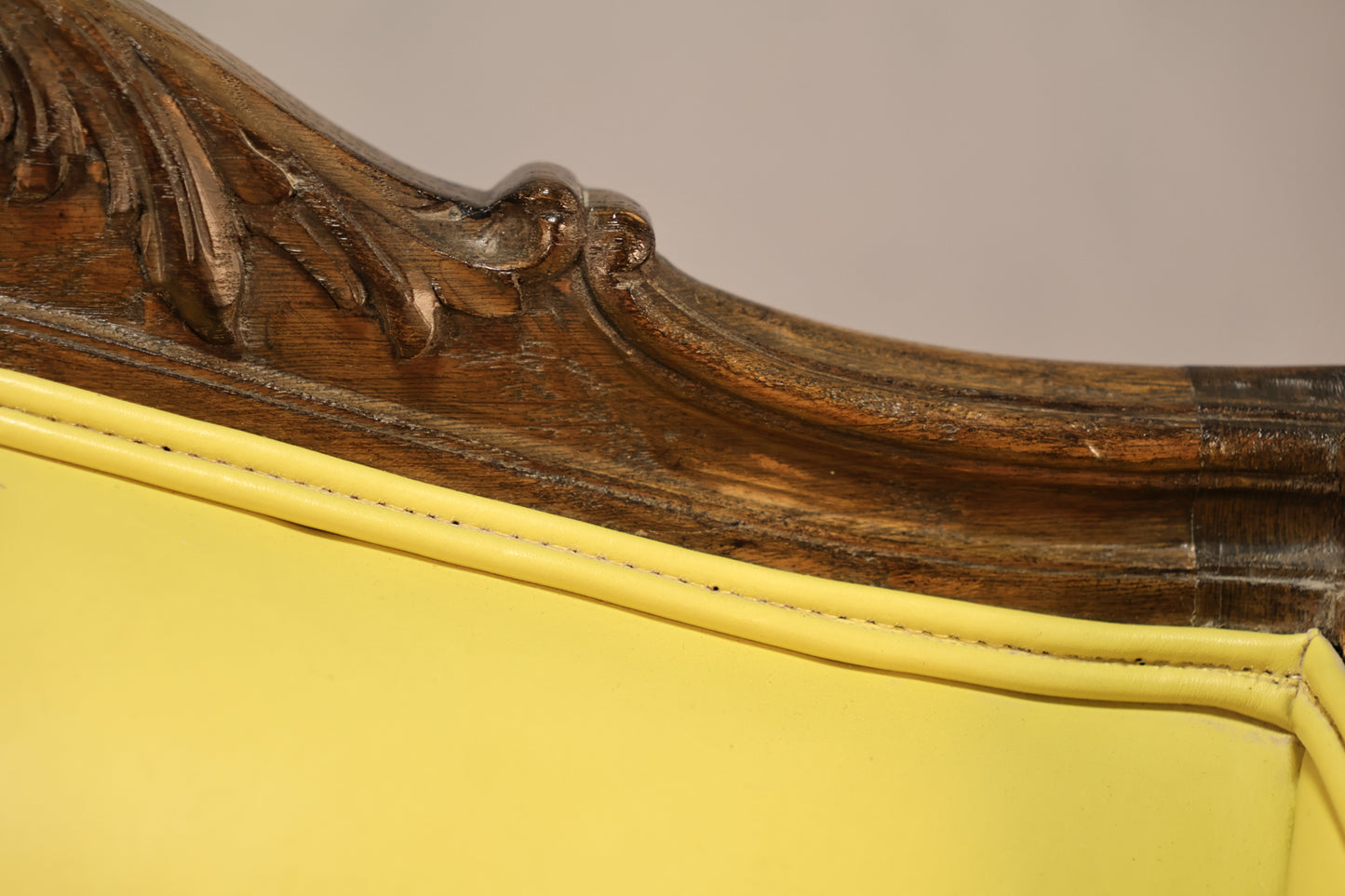 French Provincial Chartreuse Vinyl Bergère Chair