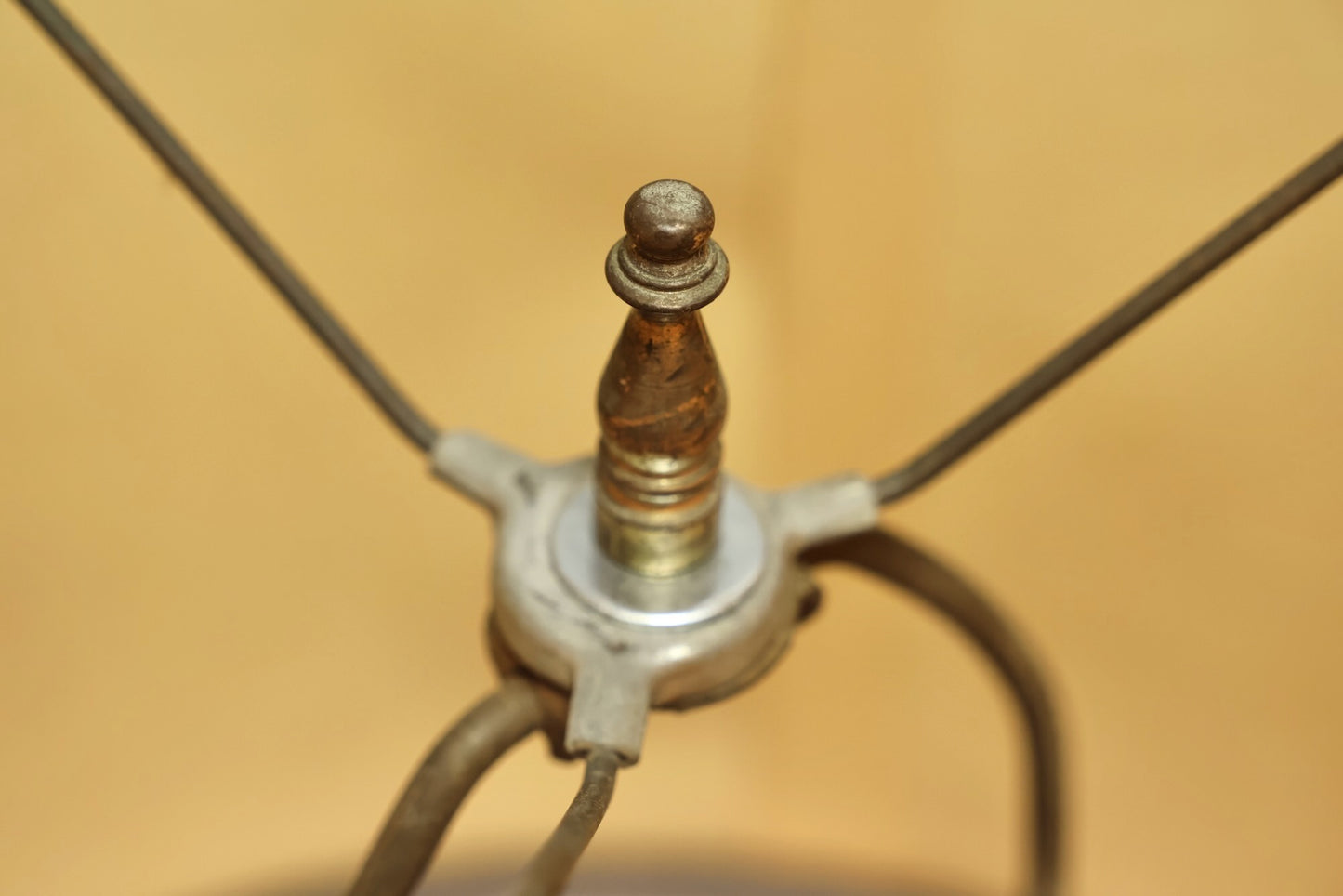 Sculptural Walnut & Brass Table Lamp