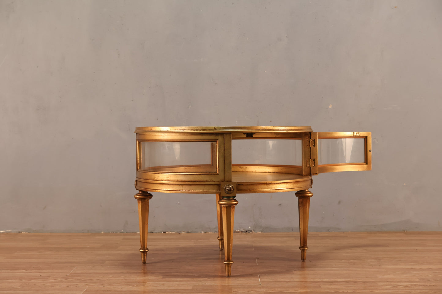 Round Gold & Glass Display End Table - ONLINE ONLY