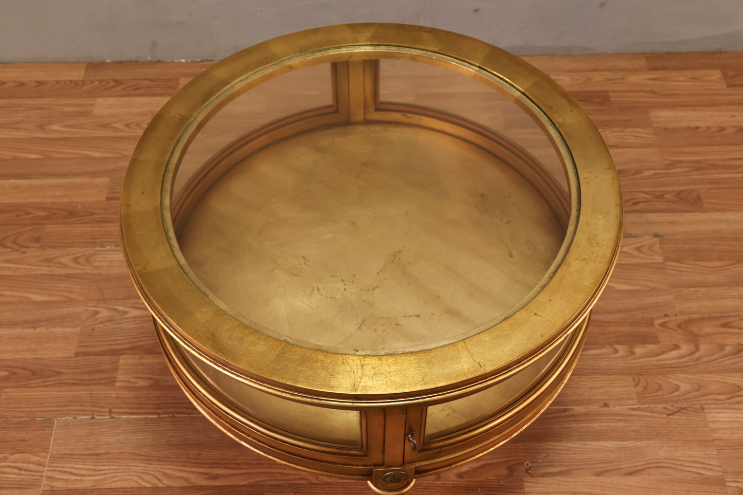 Round Gold & Glass Display End Table - ONLINE ONLY
