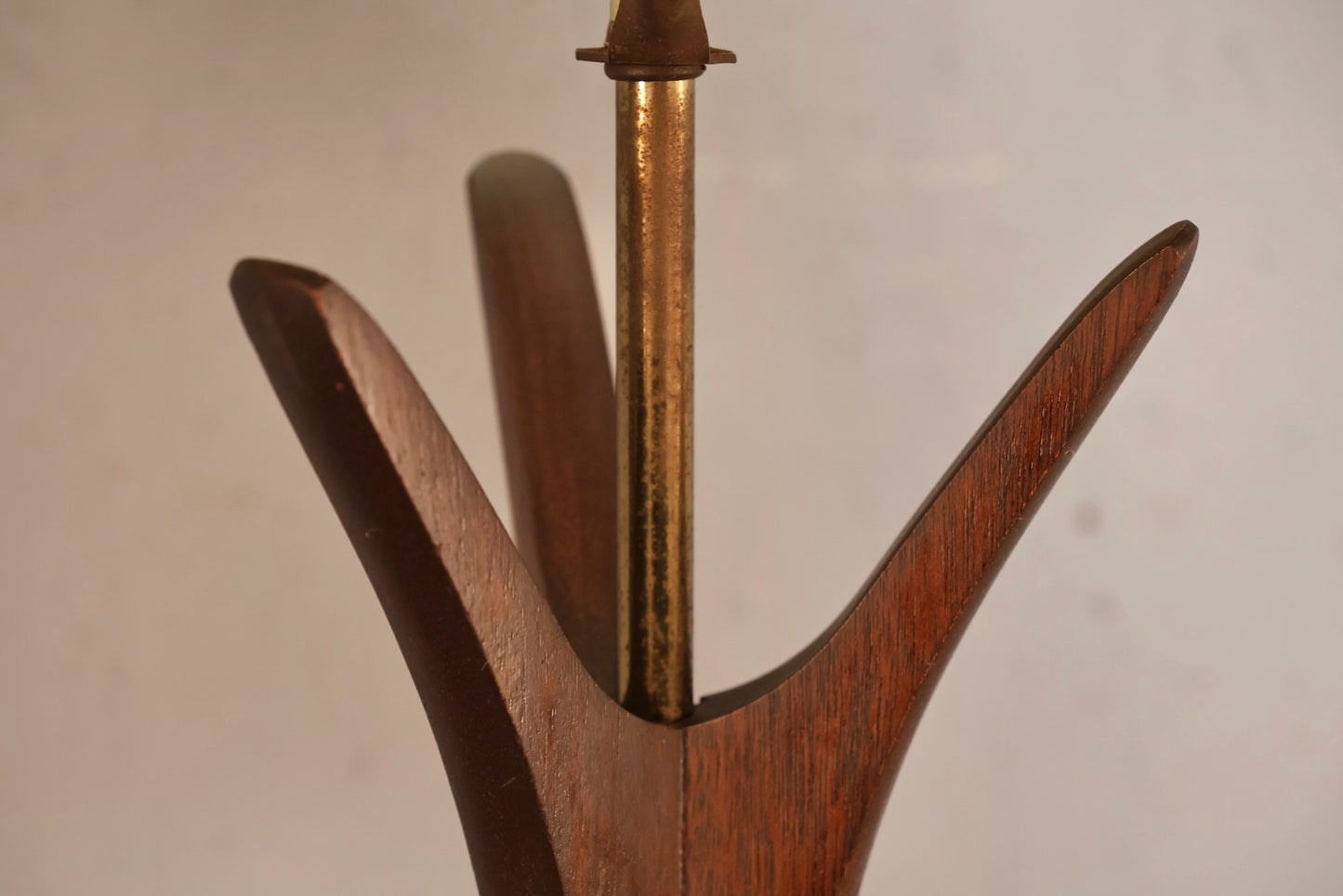 Sculptural Walnut & Brass Table Lamp