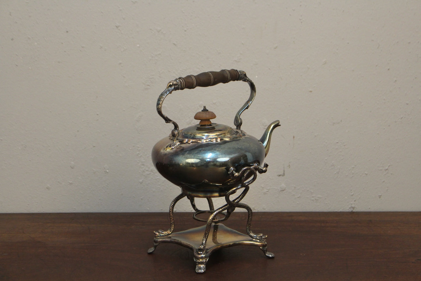 Meriden Britannia Silver Tea Kettle with Stand