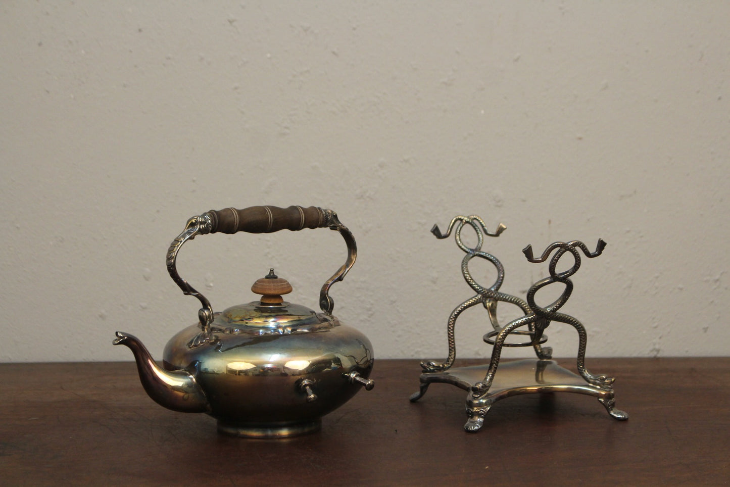 Meriden Britannia Silver Tea Kettle with Stand