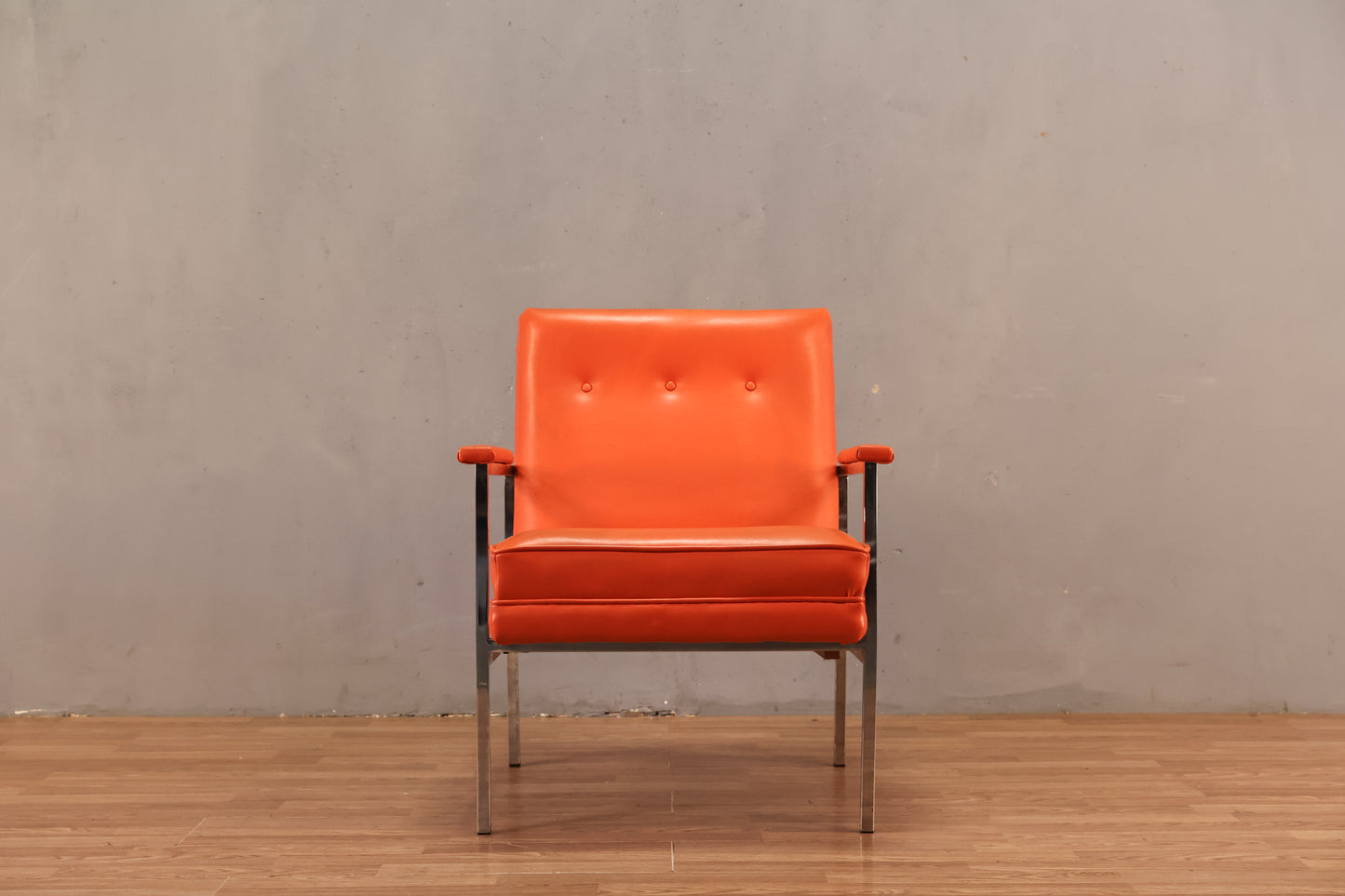 Chrome & Tangerine Vinyl Armchair - ONLINE ONLY