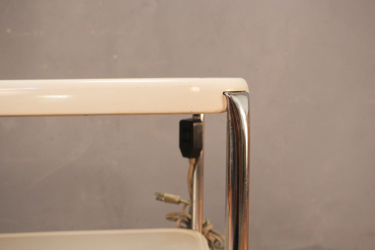 Industrial White Enamel & Chrome 3-Tier Cart