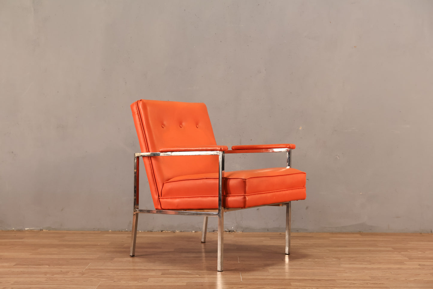 Chrome & Tangerine Vinyl Armchair - ONLINE ONLY
