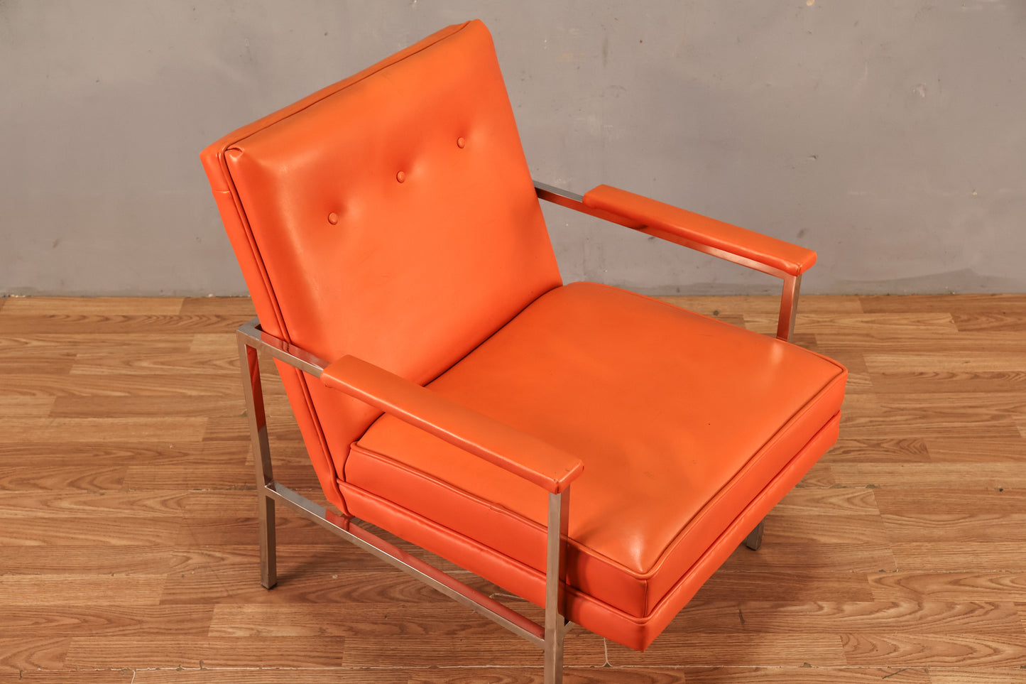 Chrome & Tangerine Vinyl Armchair - ONLINE ONLY