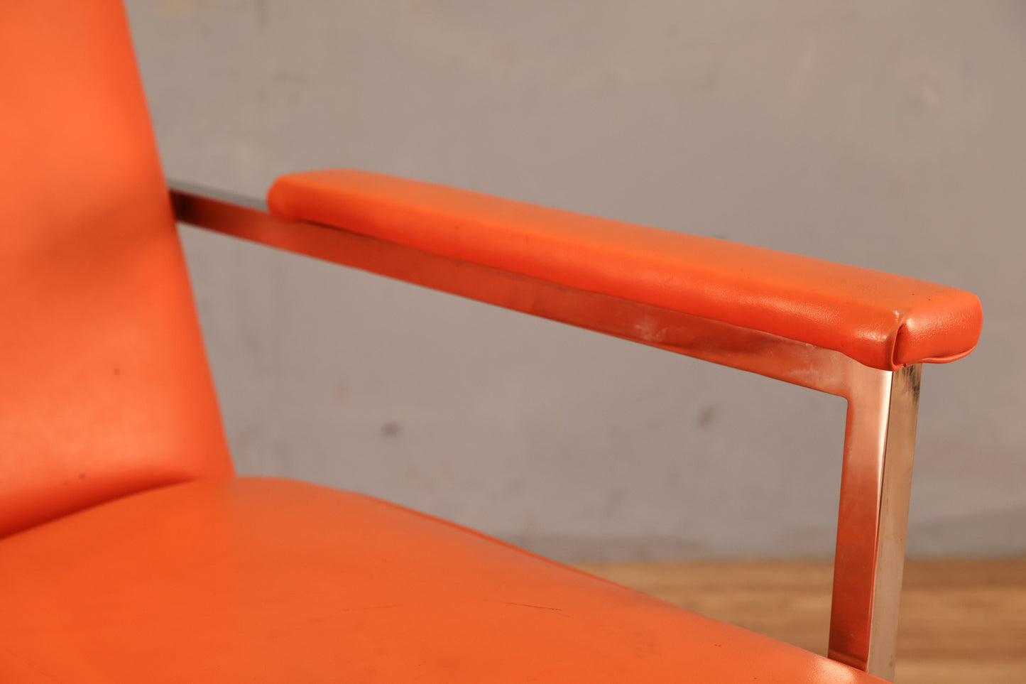 Chrome & Tangerine Vinyl Armchair - ONLINE ONLY