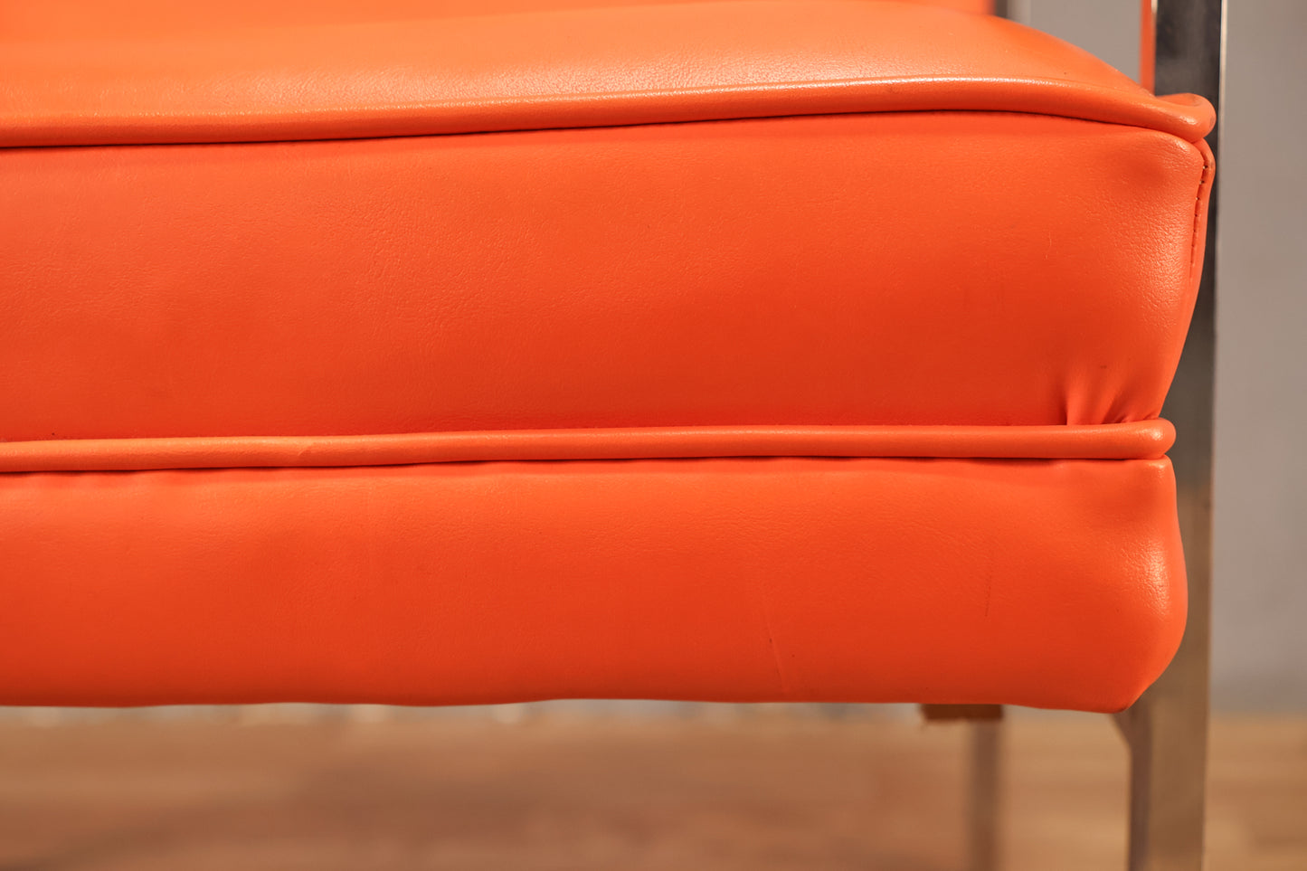 Chrome & Tangerine Vinyl Armchair - ONLINE ONLY