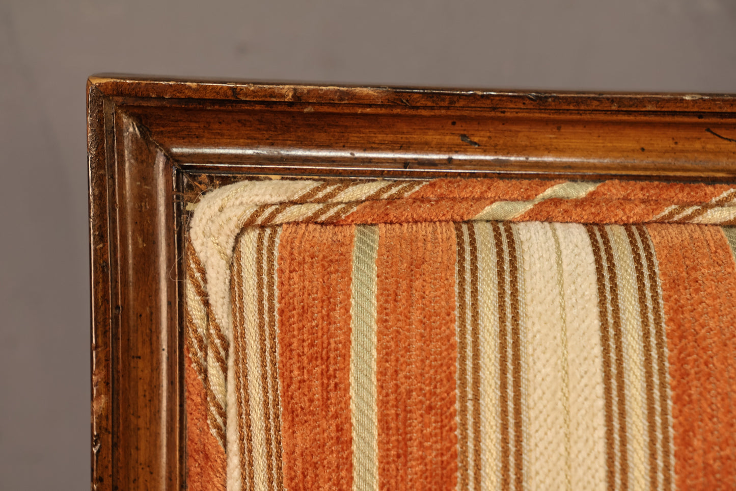 Louis XVI-Style Tangerine Striped Bergere Chair