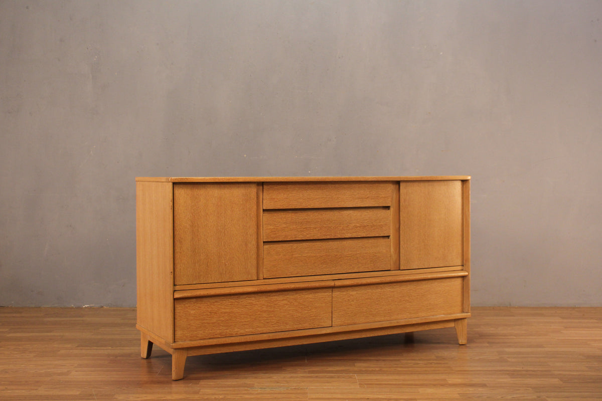 Mid Century Blonde 5-Drawer Credenza