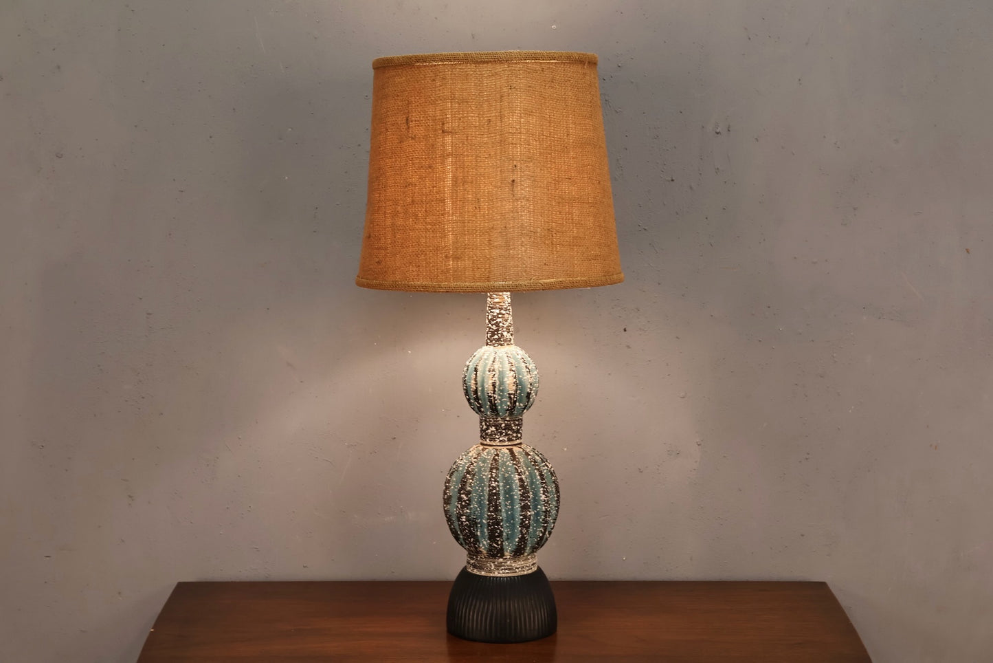 Mid Century Aquamarine Splatter Table Lamp