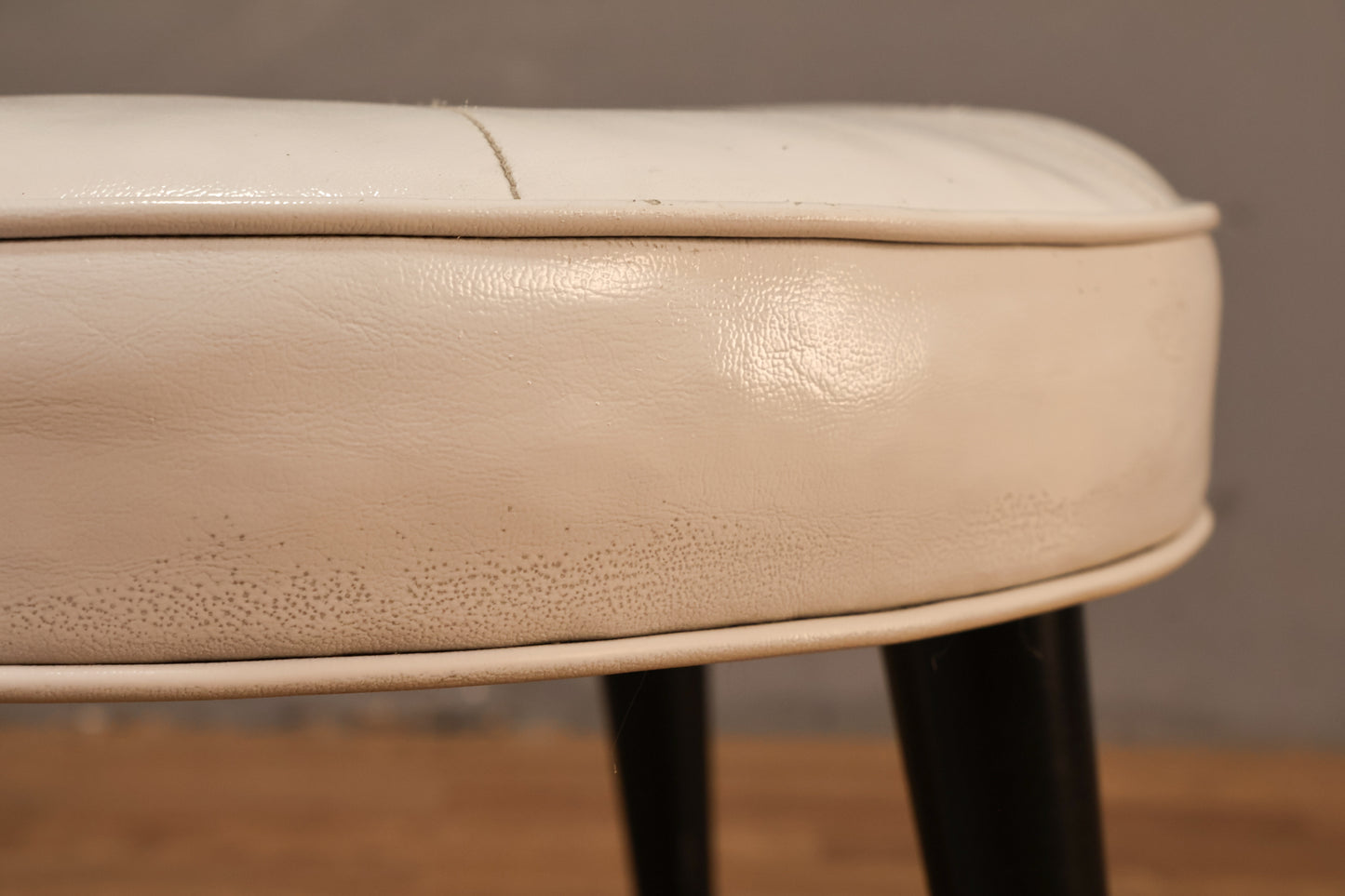 Mid Century White Vinyl Ottoman