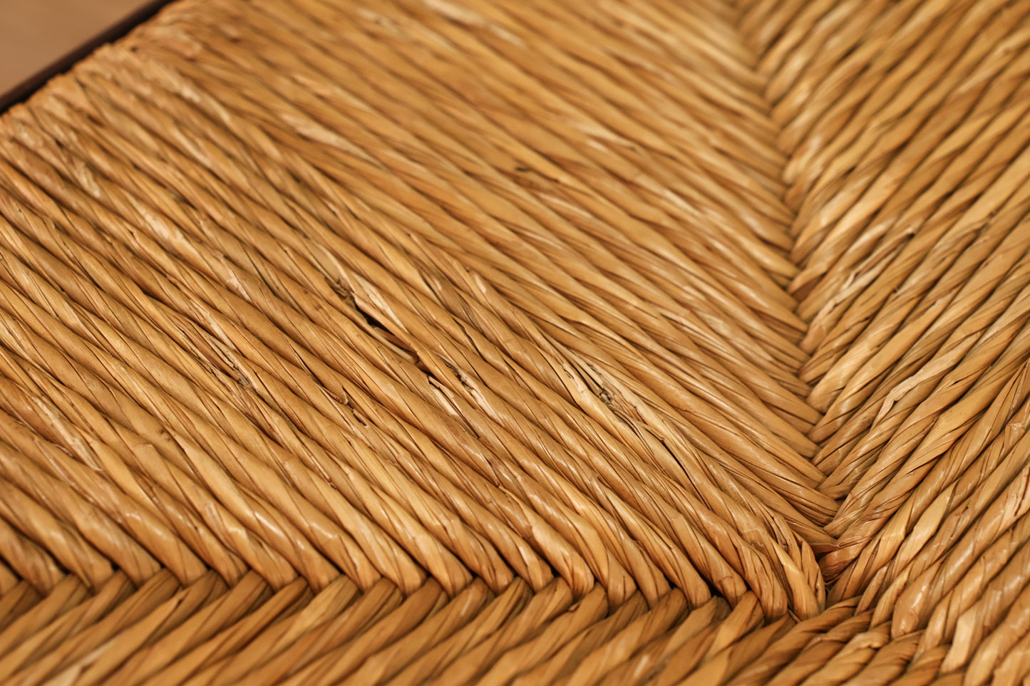 Dark Wood & Woven Rush Stool