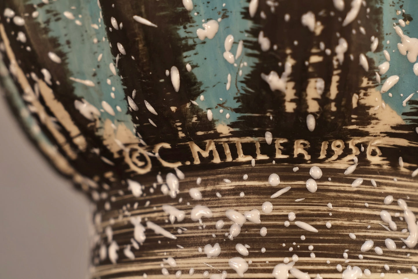 Mid Century Aquamarine Splatter Table Lamp