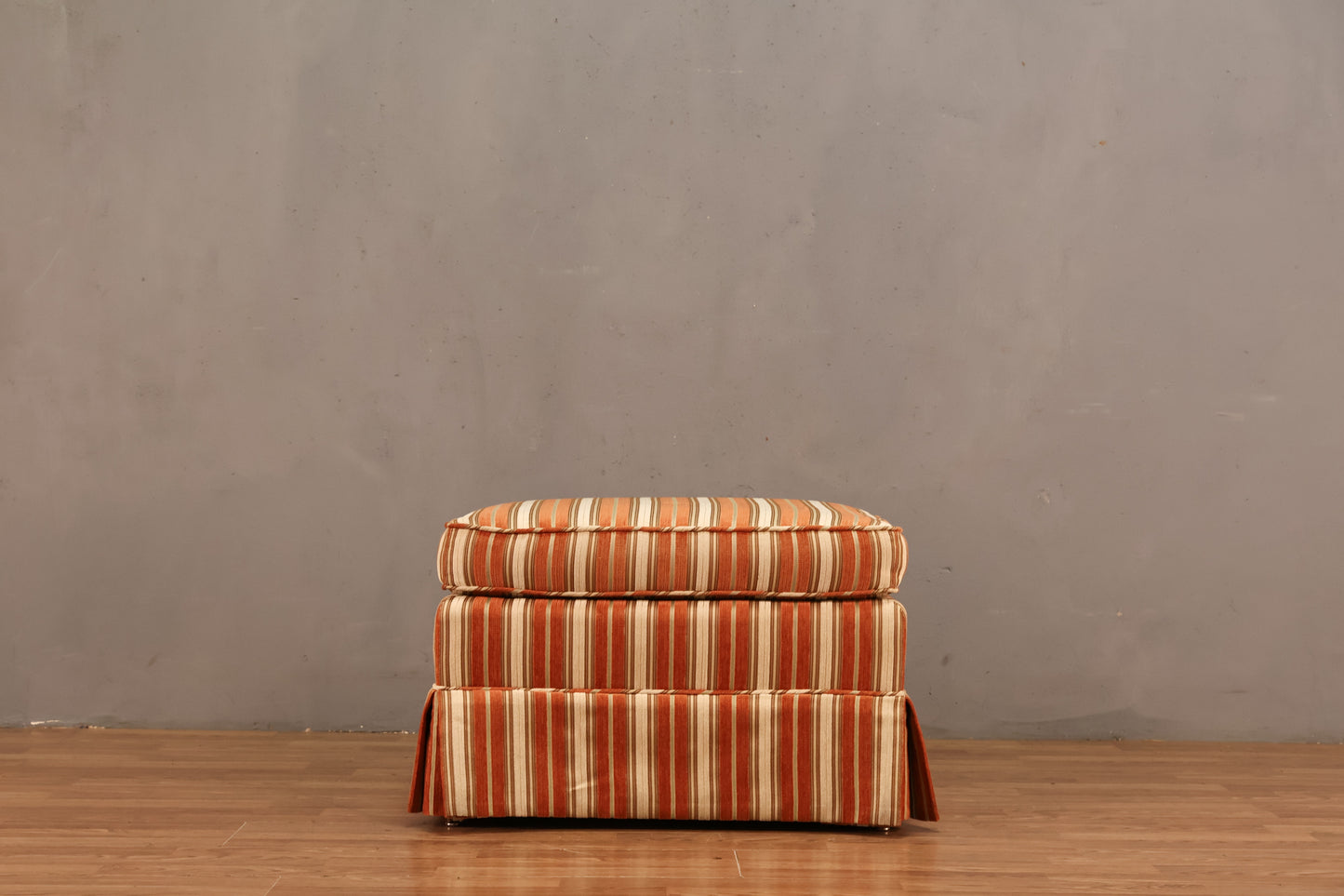 Louis XVI-Style Tangerine Striped Ottoman