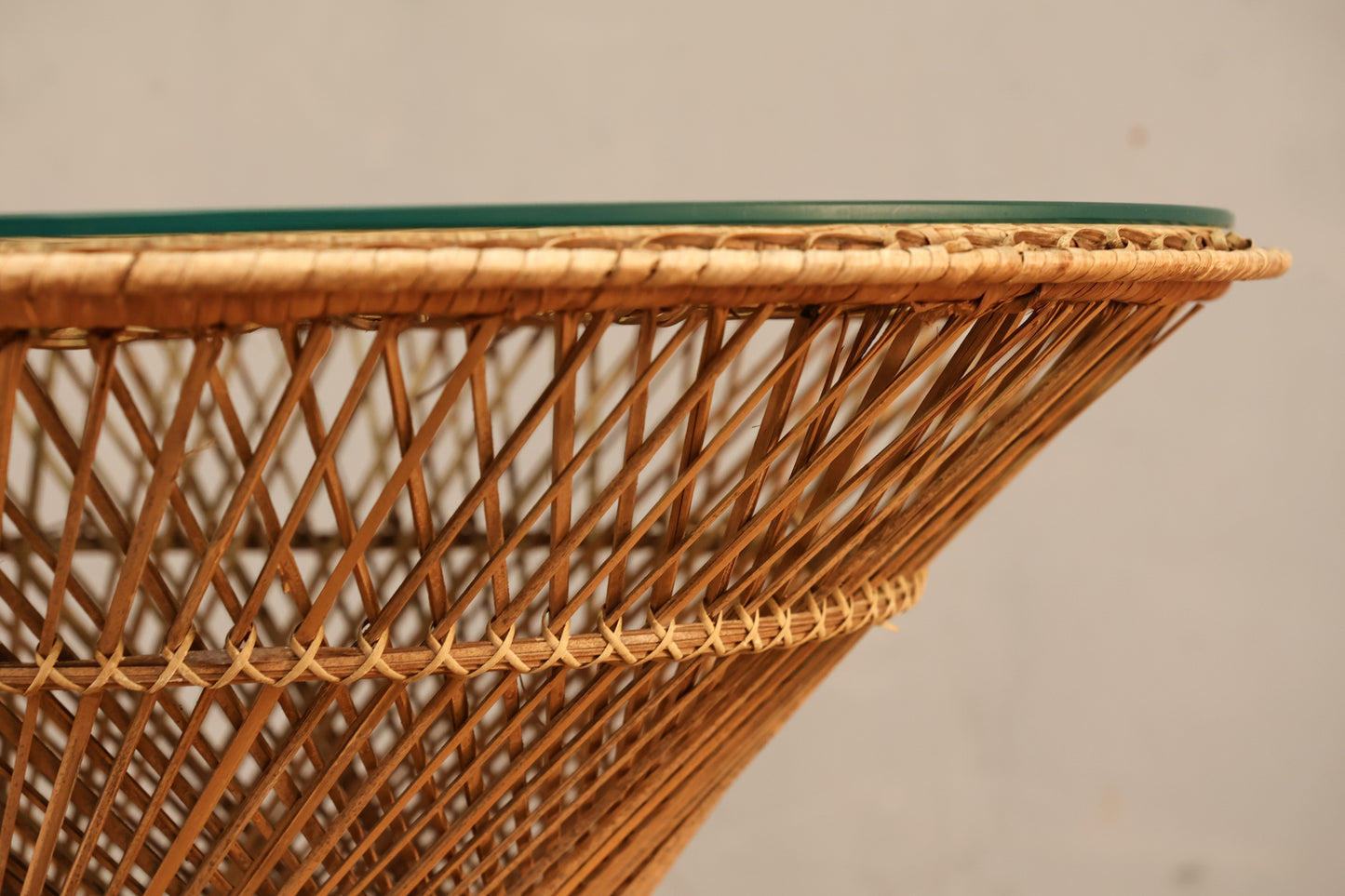 Hourglass Rattan & Glass Side Table - ONLINE ONLY