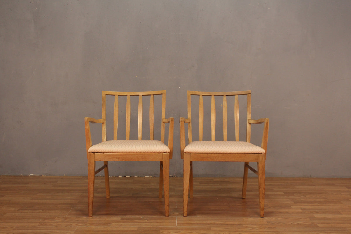 Mid Century Blonde & Pale Pink Armchair