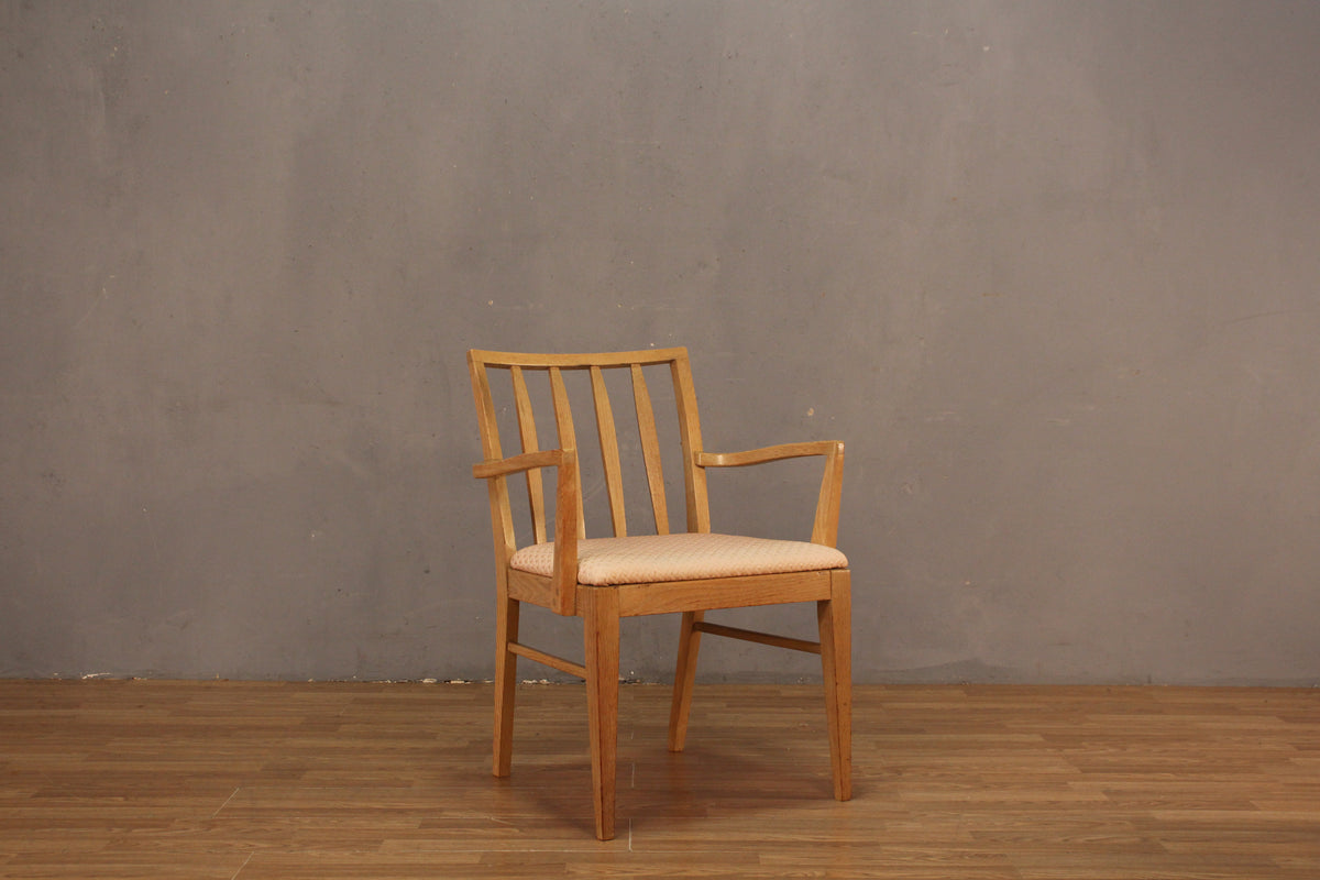 Mid Century Blonde & Pale Pink Armchair