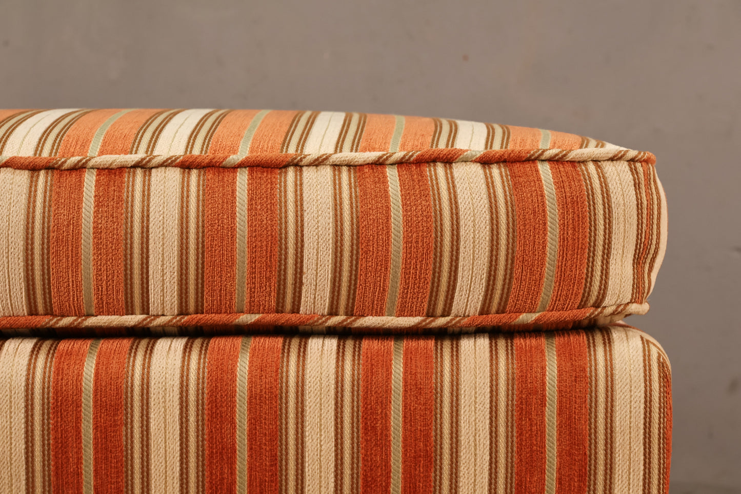 Louis XVI-Style Tangerine Striped Ottoman