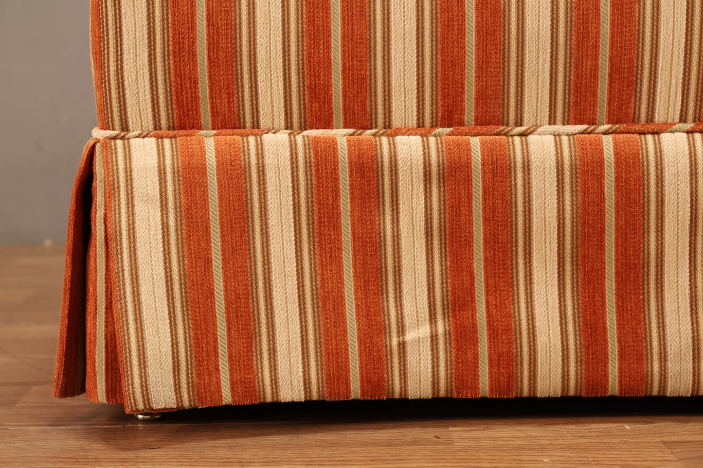 Louis XVI-Style Tangerine Striped Ottoman