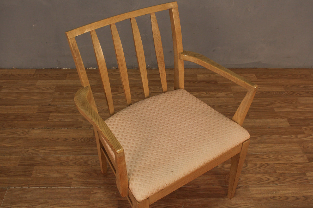 Mid Century Blonde & Pale Pink Armchair