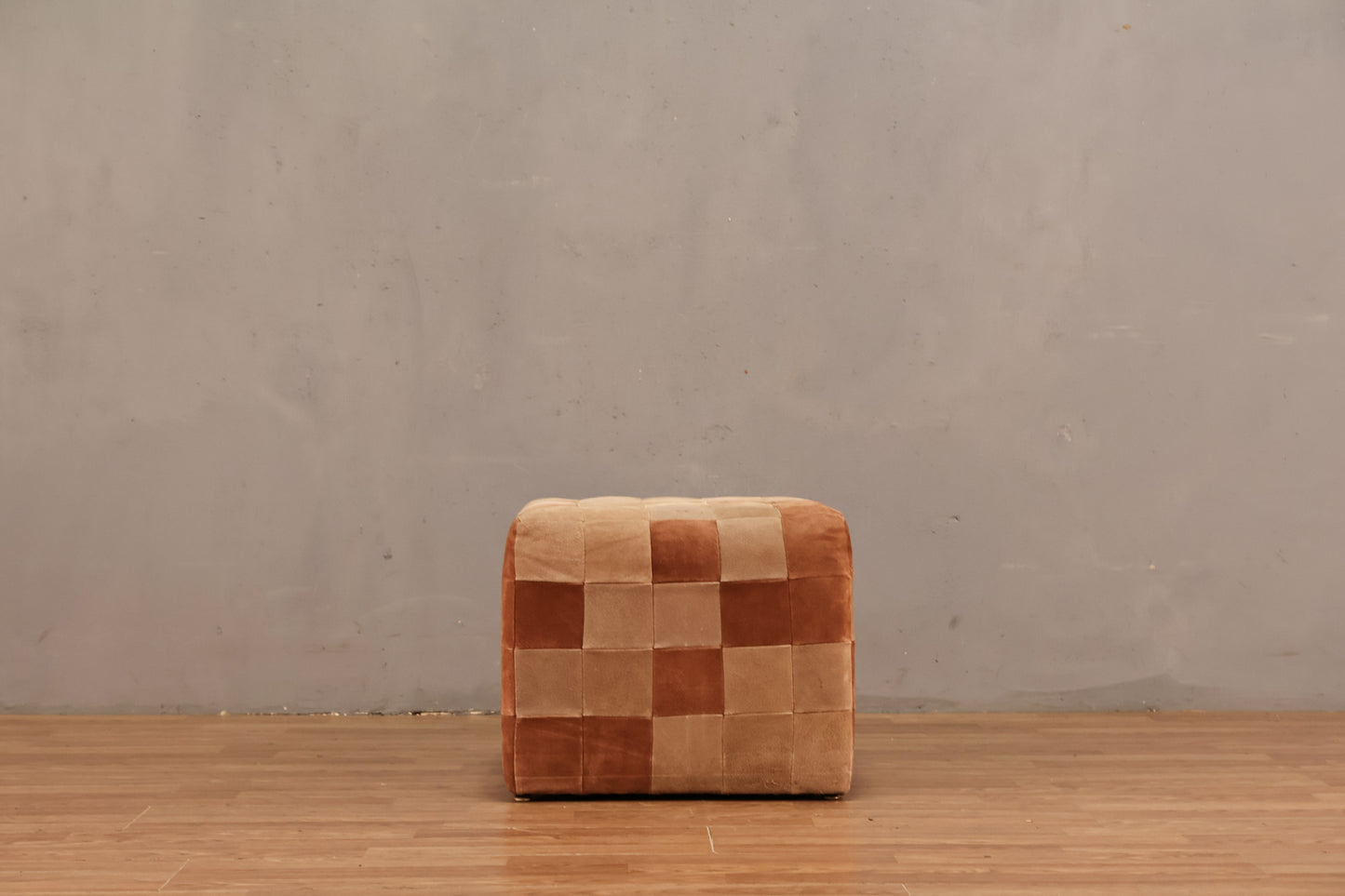 Patchwork Suede Cube Pouf