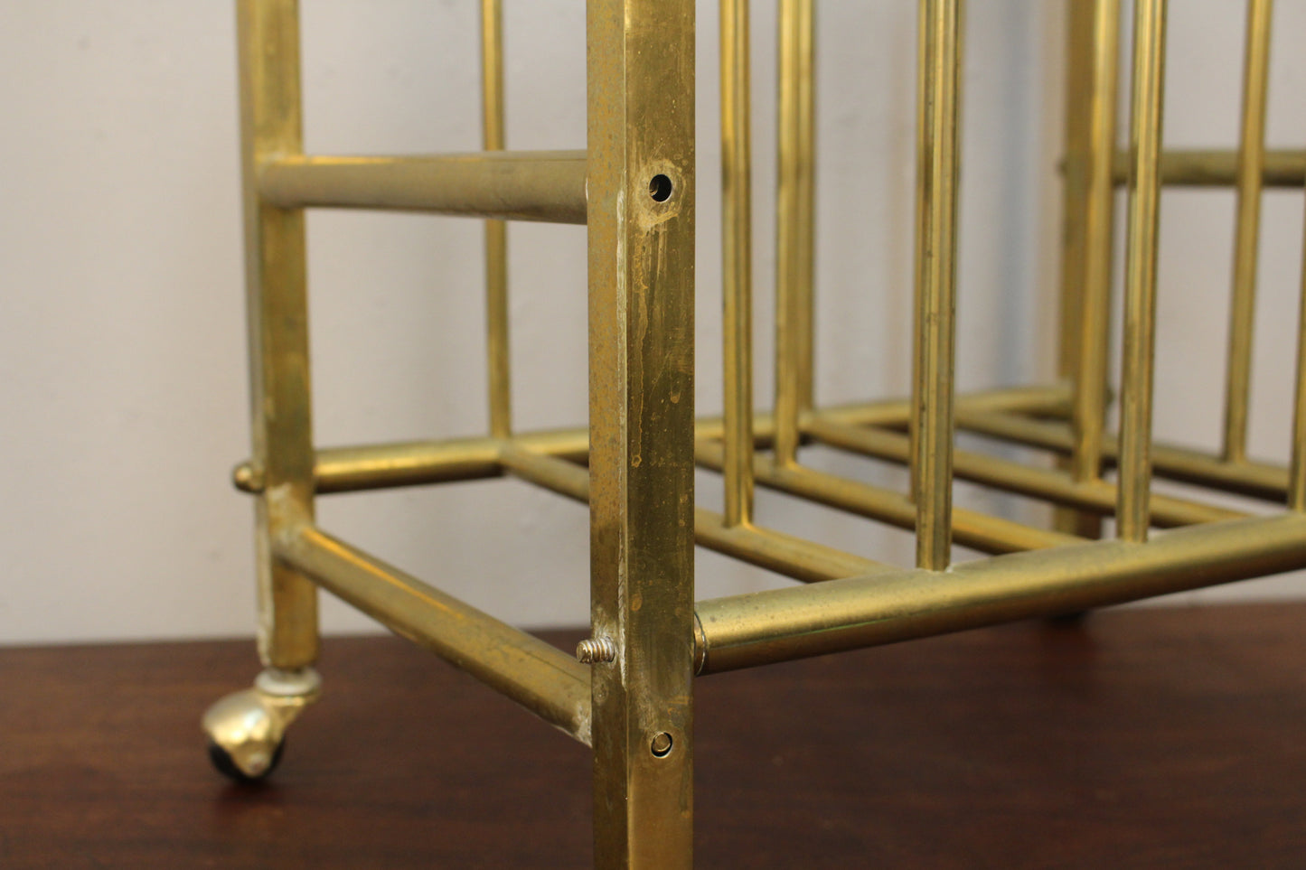 Boxy Brass Magazine Rack